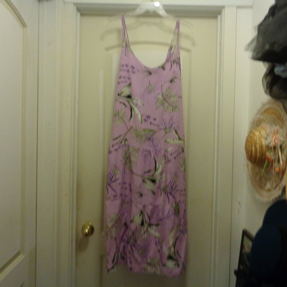 FEMININE LAVENDER FEATHERS TIERED MAXI DRESS BY PINEAPPLE X LG